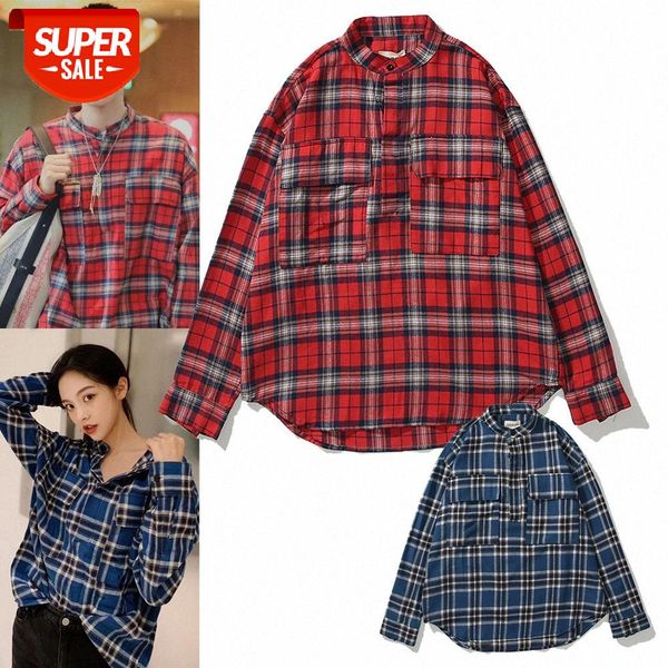 fear of god sixth wu yifan with red and blue plaid striped henry collar fog shirt #675r, White;black
fear of god sixth wu yifan with red and blue plaid striped henry collar fog shirt #675r, White;black