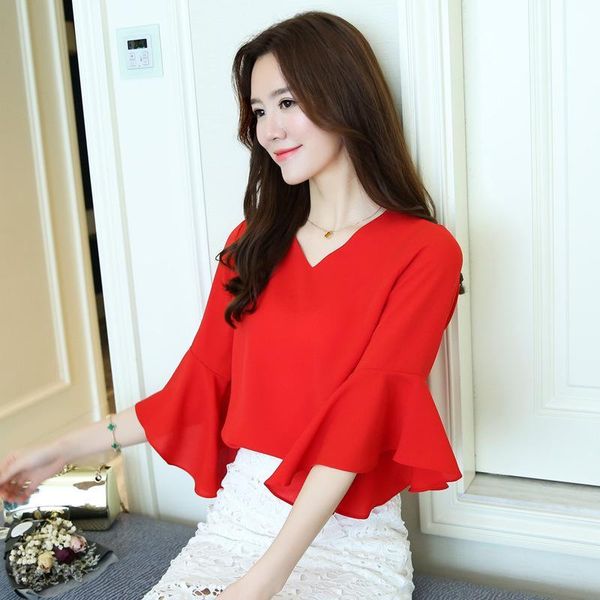 women's blouses & shirts spring and summer chiffon shirt short sleeve 2021 red korean v-neck temperament trumpet fashion, White
women's blouses & shirts spring and summer chiffon shirt short sleeve 2021 red korean v-neck temperament trumpet fashion, White