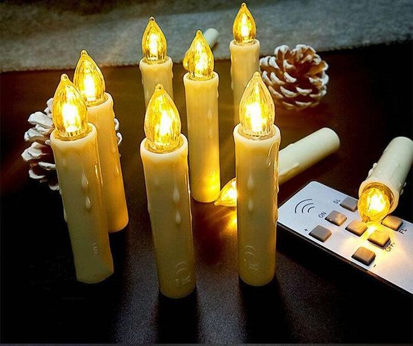 

set of 10 remote controlled flameless window candle light ivory battery operated timer function led taper w/clips &suction cups candles