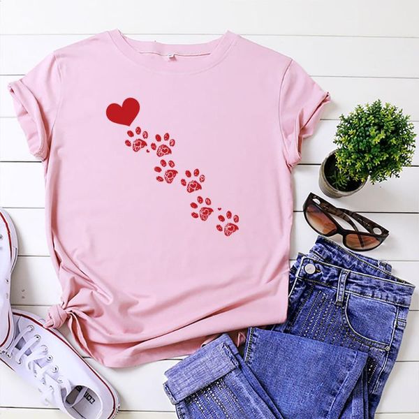 women's t-shirt women summer oversized 100%cotton o-neck short sleeve t-shirts female casual tshirt heart dogs footprint print tees sh, White
women's t-shirt women summer oversized 100%cotton o-neck short sleeve t-shirts female casual tshirt heart dogs footprint print tees sh, White