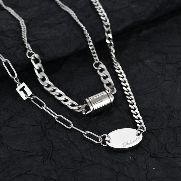 pendant necklaces double layer titanium steel chain geometric bead necklace for women men simple clavicle female jewelry, Silver
pendant necklaces double layer titanium steel chain geometric bead necklace for women men simple clavicle female jewelry, Silver