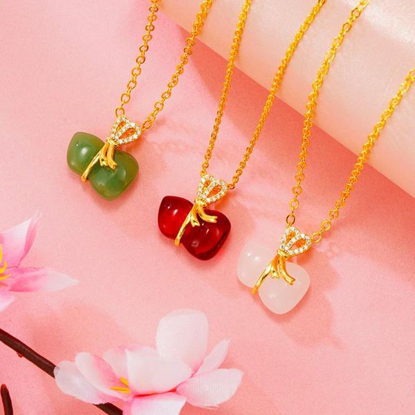 unique pure natural stone crystal gourd pendant clavicle necklaces for women 24k gold chain choker necklace christmas gifts, Silver 
unique pure natural stone crystal gourd pendant clavicle necklaces for women 24k gold chain choker necklace christmas gifts, Silver