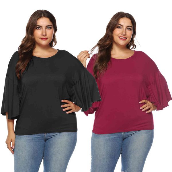 women's plus size autumn and winter large fat woman simple lotus leaf sleeve round ne t-shirt
women's plus size autumn and winter large fat woman simple lotus leaf sleeve round ne t-shirt