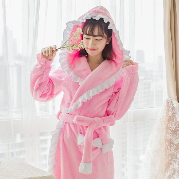women's sleepwear lovely thickened flannel robe autumn and winterwomen lace bathrobe lotus leaf housewear pajamas cotton, Black;red
women's sleepwear lovely thickened flannel robe autumn and winterwomen lace bathrobe lotus leaf housewear pajamas cotton, Black;red