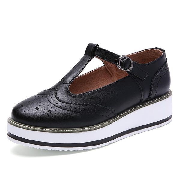 dress shoes spring autumn thick sole british brock retro t-shaped women's students casual genuine leather cowhide single, Black
dress shoes spring autumn thick sole british brock retro t-shaped women's students casual genuine leather cowhide single, Black