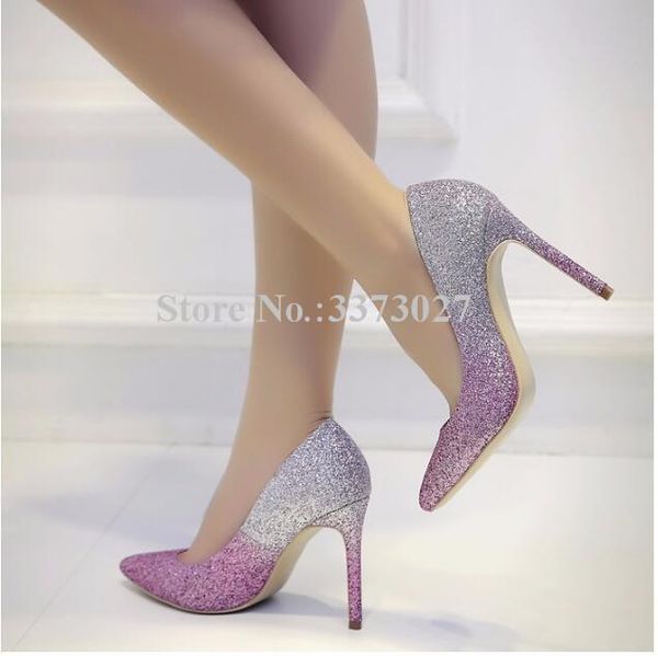 dress shoes pointed toe gradient color bling sequins high heels women thin heel mixed single pumps, Black
dress shoes pointed toe gradient color bling sequins high heels women thin heel mixed single pumps, Black