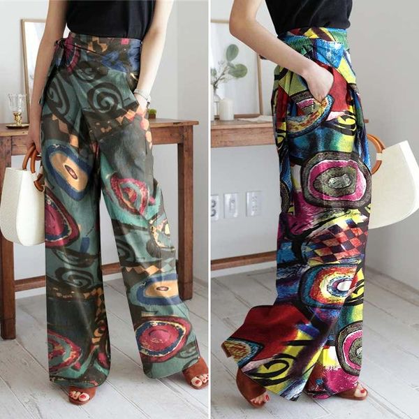 fashion high waist women's trousers celmia 2021 autumn casual loose belted printed cotton wide leg pants party work pantalon 7 & capris, Black;white
fashion high waist women's trousers celmia 2021 autumn casual loose belted printed cotton wide leg pants party work pantalon 7 & capris, Black;white