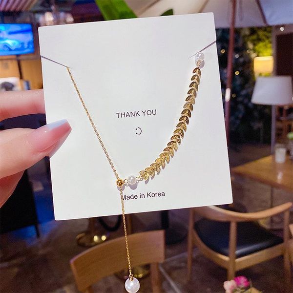 pendant necklaces korean version temperament wheat pearl tassel titanium steel hip hop necklace female fashion brand cold wind adjustable cl, Silver
pendant necklaces korean version temperament wheat pearl tassel titanium steel hip hop necklace female fashion brand cold wind adjustable cl, Silver