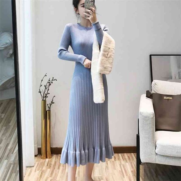 women long knitted sweater dress autumn winter korean elegant vintage sleeve mermaid pullover vestidos robe 210514, Black;gray
women long knitted sweater dress autumn winter korean elegant vintage sleeve mermaid pullover vestidos robe 210514, Black;gray