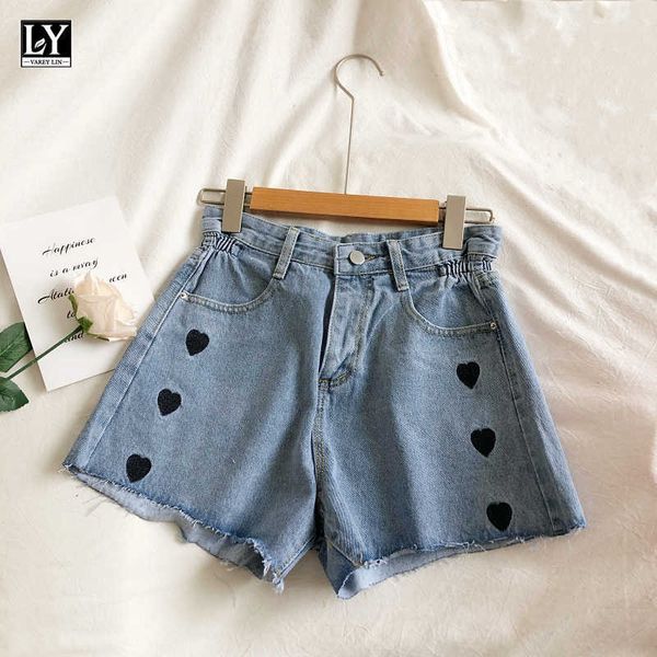 ly varey lin summer women casual loose wide leg shorts jeans embroidered love high waist denim female 210526, White;black
ly varey lin summer women casual loose wide leg shorts jeans embroidered love high waist denim female 210526, White;black