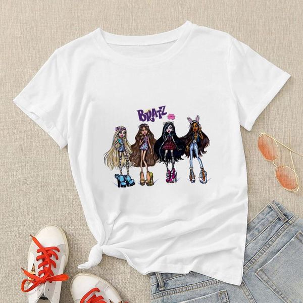 women's t-shirt bratz cartoon tshirt femme 2021 summer kawaii clothes 90s harajuku short sleeve brazil streetwear t shirts funny ropa, White
women's t-shirt bratz cartoon tshirt femme 2021 summer kawaii clothes 90s harajuku short sleeve brazil streetwear t shirts funny ropa, White