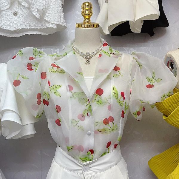 women's blouses & shirts french shirt 2021 summer design short sleeve floral outer wear blouse, White
women's blouses & shirts french shirt 2021 summer design short sleeve floral outer wear blouse, White