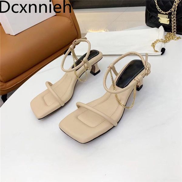 dress shoes summer metal chain kitten heels sandals women genuine leather one strap square toe sandalias designer runway woman 2021, Black
dress shoes summer metal chain kitten heels sandals women genuine leather one strap square toe sandalias designer runway woman 2021, Black