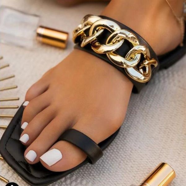 women flat-bottom chain outdoor all-match sandals single-finger simple temperament at home and leisure ms slippers, Black
women flat-bottom chain outdoor all-match sandals single-finger simple temperament at home and leisure ms slippers, Black
