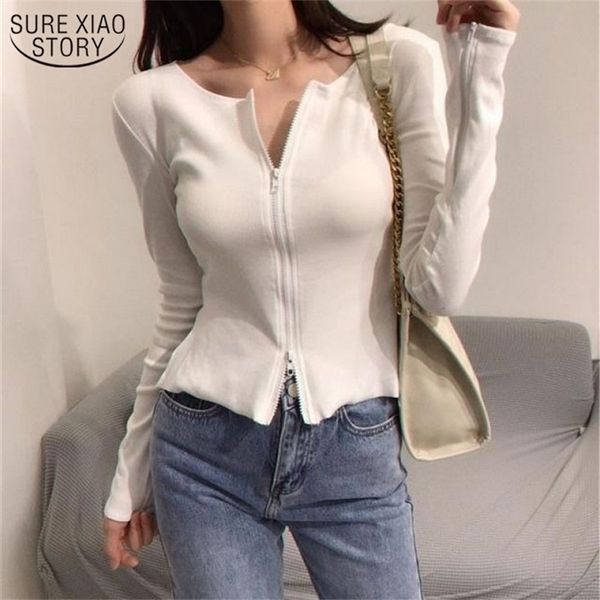 spring knitted with zipper for women long sleeve solid slim female cardigan sweater streetwear ropa mujer 210421, White;black
spring knitted with zipper for women long sleeve solid slim female cardigan sweater streetwear ropa mujer 210421, White;black