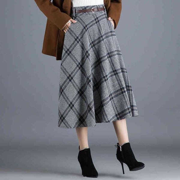 skirts winter thick blend plaid flared with belt elegant a-line pleated mid-calf long skirts, Black
skirts winter thick blend plaid flared with belt elegant a-line pleated mid-calf long skirts, Black