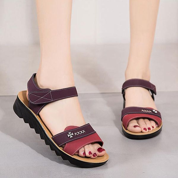 sandals female summer shoes women's leather non slip soft sole comfortable flat mother walking women beach, Black
sandals female summer shoes women's leather non slip soft sole comfortable flat mother walking women beach, Black