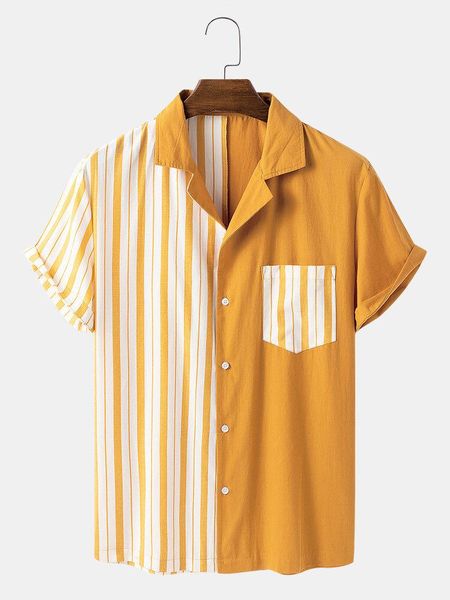 men's casual shirts mens fashion clothing trends 2021 summer striped stitching loose shirt large size camisas para hombre, White;black
men's casual shirts mens fashion clothing trends 2021 summer striped stitching loose shirt large size camisas para hombre, White;black
