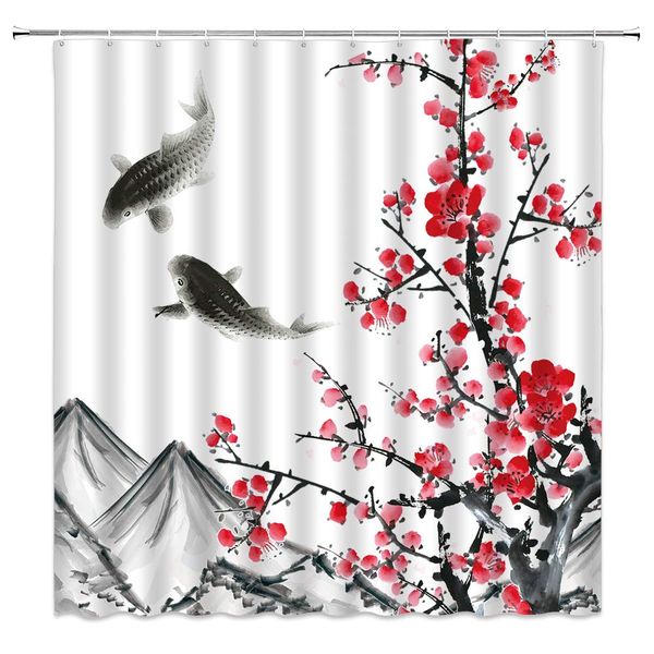 asian shower curtain blooming plum tree with koi fish mountains oriental cultural theme decor,fabric bathroom set hooks included
asian shower curtain blooming plum tree with koi fish mountains oriental cultural theme decor,fabric bathroom set hooks included