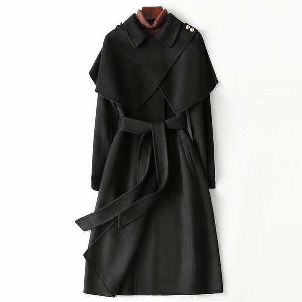 women's wool & blends 2021 autumn winter long solid color coats female sleeve woolen outwear ladies loose warm jackets q551, Black
women's wool & blends 2021 autumn winter long solid color coats female sleeve woolen outwear ladies loose warm jackets q551, Black