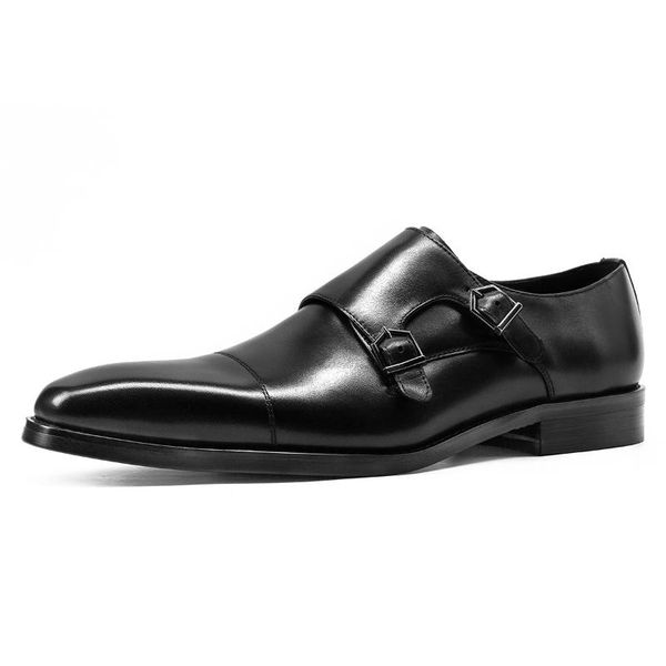 dress shoes men's leather 2021 business formal men korean double buckles cowhide monk for man, Black
dress shoes men's leather 2021 business formal men korean double buckles cowhide monk for man, Black