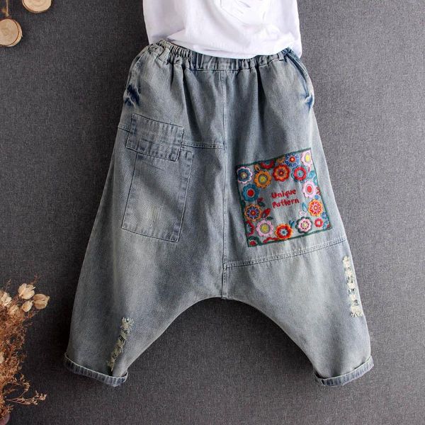 women's jeans plus size women ripped hole drop crotch hip hop streetwear baggy harem calf-length pants boyfriend bloomers denim trouser, Blue
women's jeans plus size women ripped hole drop crotch hip hop streetwear baggy harem calf-length pants boyfriend bloomers denim trouser, Blue