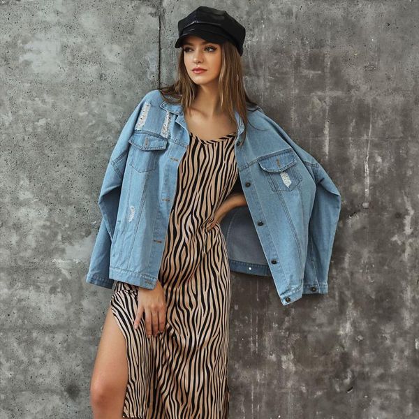 women's jackets fashion casual denim jacket women 2021 loose stitching long-sleeved with ripped lapel, Black;brown
women's jackets fashion casual denim jacket women 2021 loose stitching long-sleeved with ripped lapel, Black;brown
