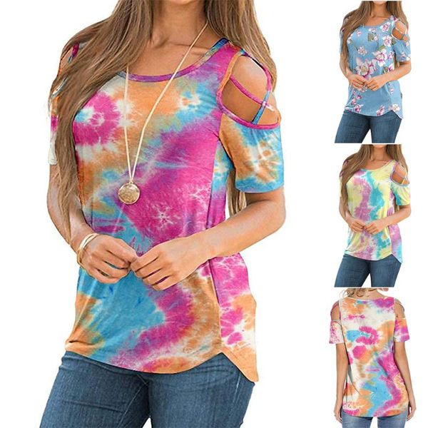 women's t-shirt 2021 women loose gradient color tie dye tees hollow short sleeve summer casual t shirt streetwear, White
women's t-shirt 2021 women loose gradient color tie dye tees hollow short sleeve summer casual t shirt streetwear, White