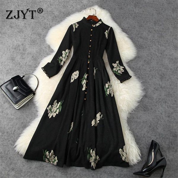 casual dresses fashion vintage ruffle collar floral print dress spring womens clothing long sleeve mid calf aline vestidos, Black;gray
casual dresses fashion vintage ruffle collar floral print dress spring womens clothing long sleeve mid calf aline vestidos, Black;gray