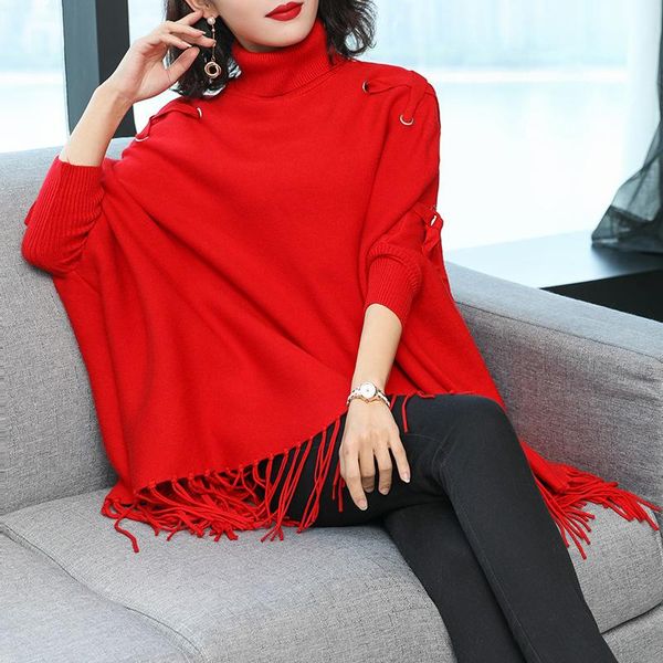 women's sweaters sweater woman winter 2021 turtleneck head shawl cloak coat sweaterloose and slim fashion wild bat-type tassels outside, White;black
women's sweaters sweater woman winter 2021 turtleneck head shawl cloak coat sweaterloose and slim fashion wild bat-type tassels outside, White;black