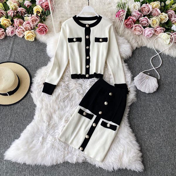 two piece dress knitted patchwork women's sweater set o-neck long sleeve pullover single-breasted skirt female suit elegant lady, White
two piece dress knitted patchwork women's sweater set o-neck long sleeve pullover single-breasted skirt female suit elegant lady, White