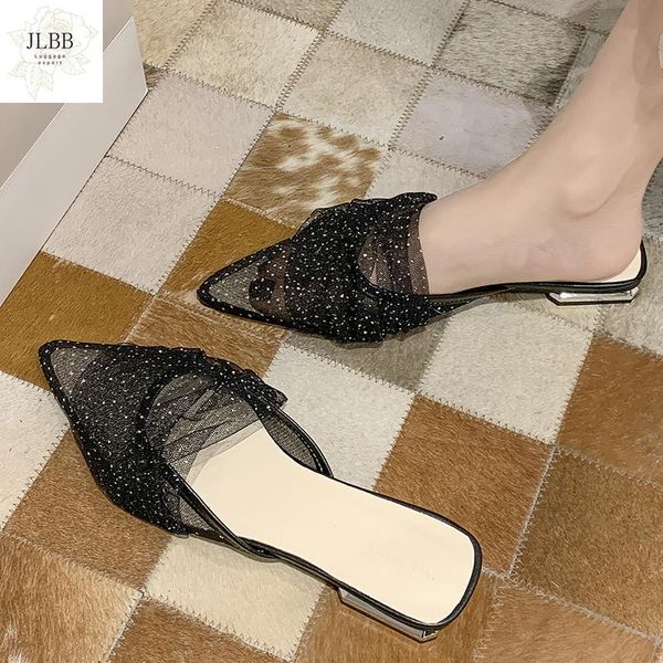 ladies slippers elegant low heel women translucent mesh office black fashion beaded design female shoes
ladies slippers elegant low heel women translucent mesh office black fashion beaded design female shoes