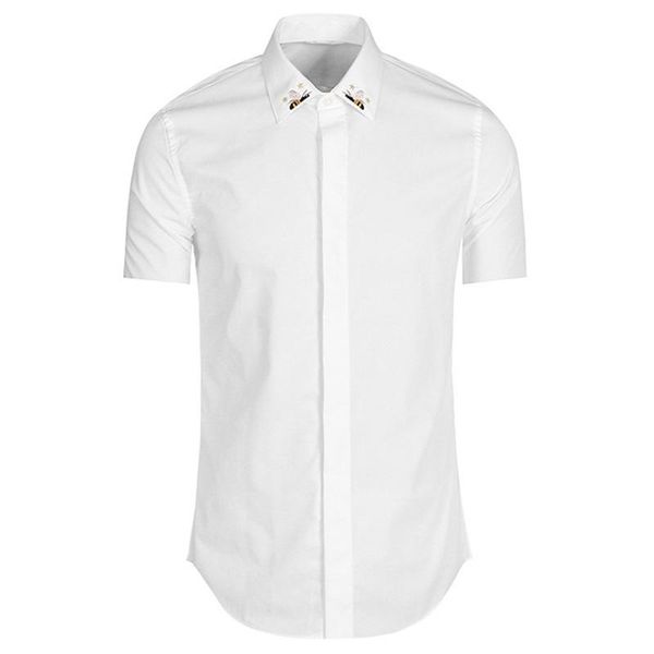 men's casual shirts 2021 luxury men classic embroidered bee spide stars fashion cotton shirt short sleeves a56, White;black
men's casual shirts 2021 luxury men classic embroidered bee spide stars fashion cotton shirt short sleeves a56, White;black