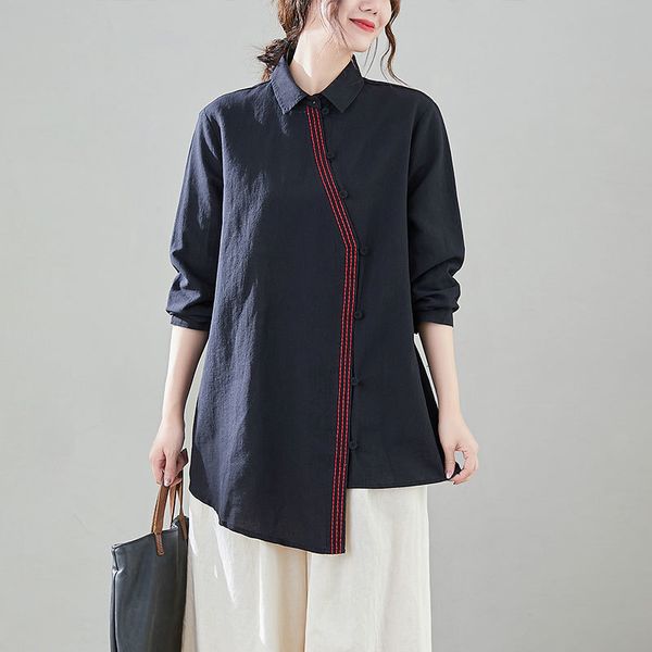women's blouses & shirts arrival spring autumn art style women long sleeve vintage shirt asymmetry design vintage button cotton, White
women's blouses & shirts arrival spring autumn art style women long sleeve vintage shirt asymmetry design vintage button cotton, White