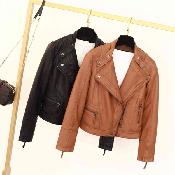leather jacket high fashion men belt spring motorcycle washed stand collar slim fit short small coat, Black 
leather jacket high fashion men belt spring motorcycle washed stand collar slim fit short small coat, Black
