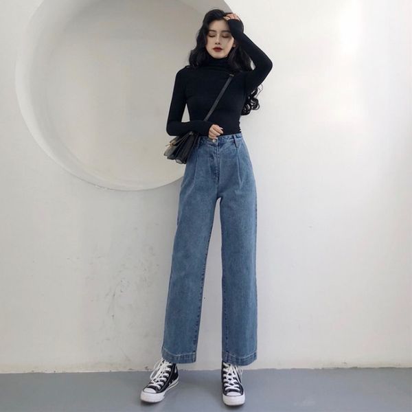 pant small jeans autumn retro wild chic style high waist thin loose straight wide leg pants fashionable women, White
pant small jeans autumn retro wild chic style high waist thin loose straight wide leg pants fashionable women, White