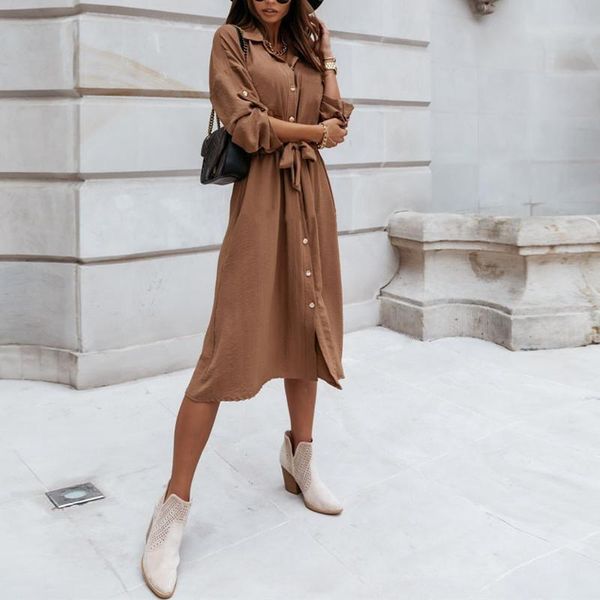 casual dresses office ladies shirt midi dress autumn 2021 single breasted sashes long sleeve for women black vestidos, Black;gray
casual dresses office ladies shirt midi dress autumn 2021 single breasted sashes long sleeve for women black vestidos, Black;gray