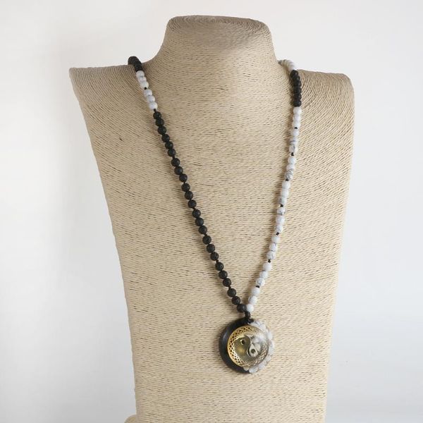 pendant necklaces reiki healing 6mm natural white turquoises black lava stone beads tai chi yin and yang orgonite necklace for men women, Silver
pendant necklaces reiki healing 6mm natural white turquoises black lava stone beads tai chi yin and yang orgonite necklace for men women, Silver