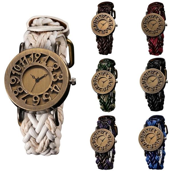 wristwatches vintage hollow dial women's watch woven leather punk style ladies quartz, Slivery;brown
wristwatches vintage hollow dial women's watch woven leather punk style ladies quartz, Slivery;brown