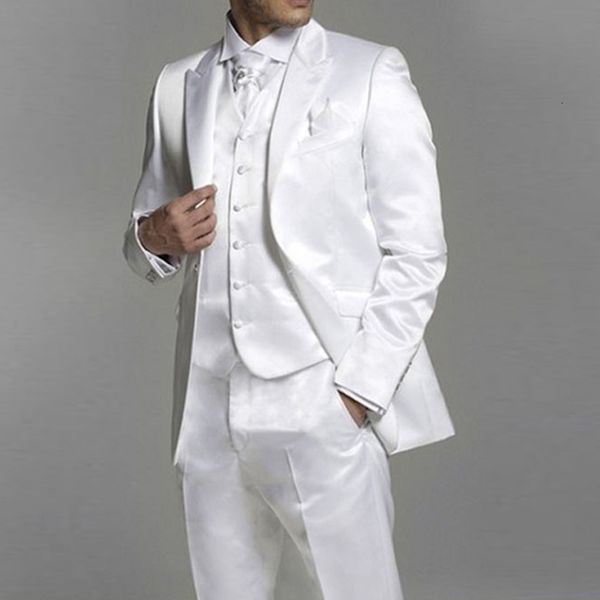 men's suits & blazers white satin groom tuxedo for wedding with peaked lapel 3 piece custom man groomsmen fashion clothes jacket vest w, White;black
men's suits & blazers white satin groom tuxedo for wedding with peaked lapel 3 piece custom man groomsmen fashion clothes jacket vest w, White;black