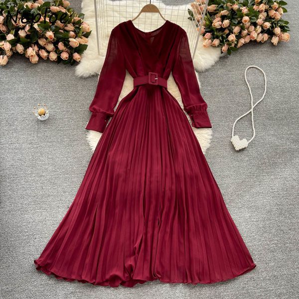 neploe v neck flare long sleeve chiffon dress women high waist hip sashes a line vestidos summer pleat holiday robe long 210510, Black;gray
neploe v neck flare long sleeve chiffon dress women high waist hip sashes a line vestidos summer pleat holiday robe long 210510, Black;gray