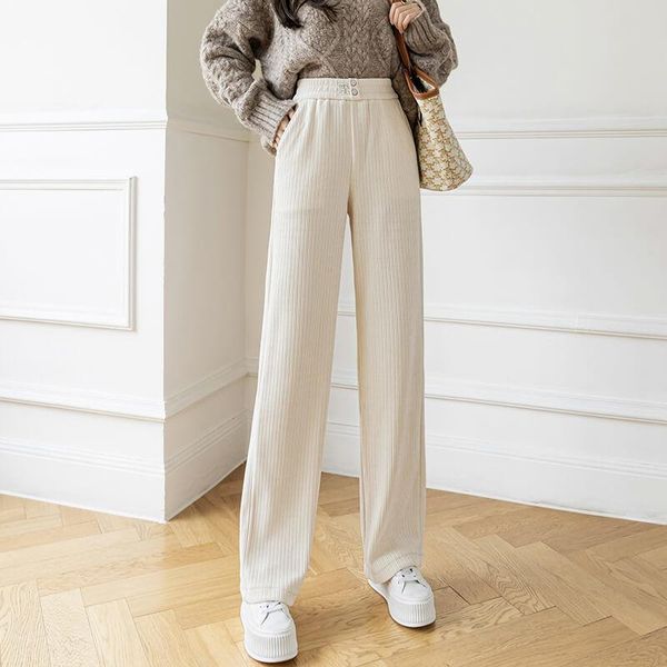 women's pants & capris women casual loose corduroy wide leg female autumn winter korean fashion elastic high waist solid color trousers, Black;white
women's pants & capris women casual loose corduroy wide leg female autumn winter korean fashion elastic high waist solid color trousers, Black;white