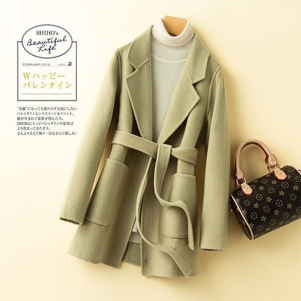 women's wool & blends 2021 100% women elegant coat with belt solid color long sleeve chic outerwear ladies drop shoulder overcoat, Black
women's wool & blends 2021 100% women elegant coat with belt solid color long sleeve chic outerwear ladies drop shoulder overcoat, Black