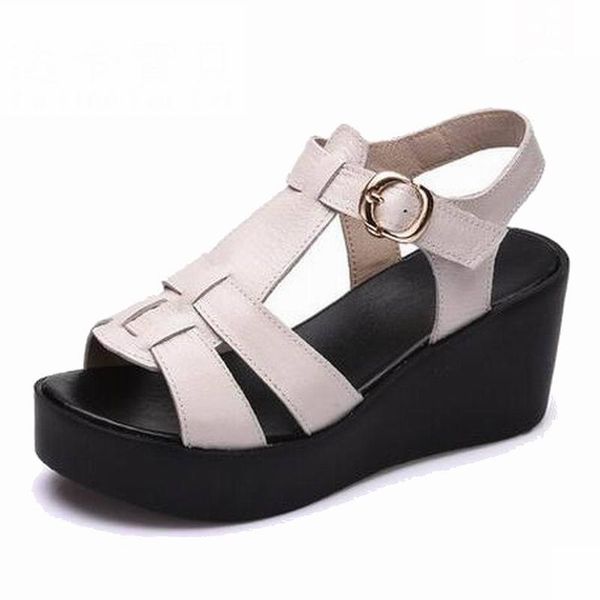 dress shoes women sandals genuine leather platform thick heel summer open toe wedges women's plus size 34-40, Black
dress shoes women sandals genuine leather platform thick heel summer open toe wedges women's plus size 34-40, Black