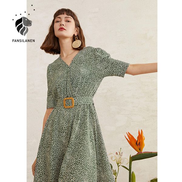 fansilanen green print puff sleeve vintage chiffon dress women v neck boho summer dress elegant female office midi dress, Black;gray
fansilanen green print puff sleeve vintage chiffon dress women v neck boho summer dress elegant female office midi dress, Black;gray