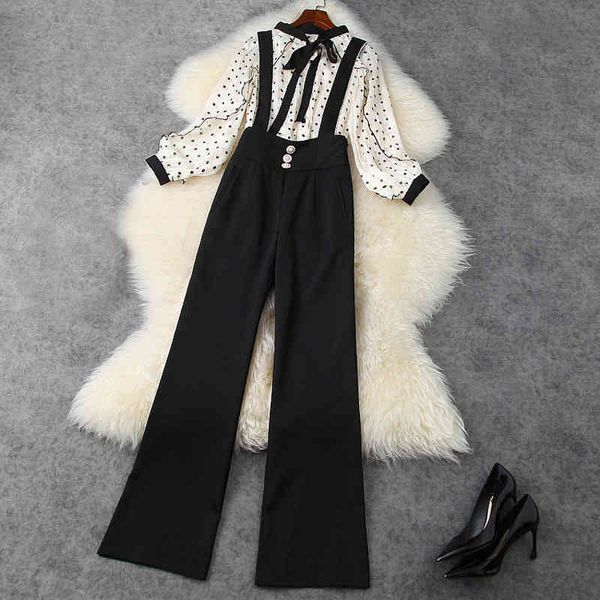 women's two piece pants spring long sleeve round neck polka dot ribbon tie bow blouse + high waist flare trousers suits 2 s set lj11117, White
women's two piece pants spring long sleeve round neck polka dot ribbon tie bow blouse + high waist flare trousers suits 2 s set lj11117, White