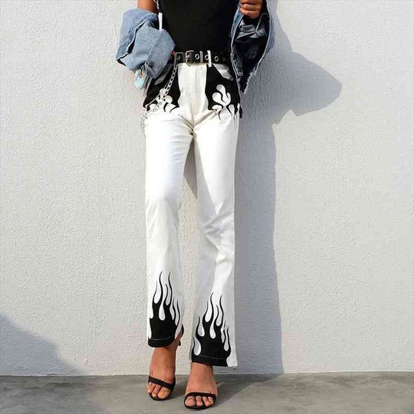 casual panelled wide leg pants women streetwear high waist flared trousers fire print bell bottom pants, Black;white
casual panelled wide leg pants women streetwear high waist flared trousers fire print bell bottom pants, Black;white