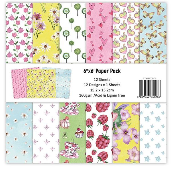 craft tools 12pc fleurs patterned paper scrapbooking pack handmade background pad