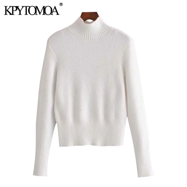 women fashion soft touch cropped knitted sweater vintage high neck long sleeve female pullovers chic 210421, White;black
women fashion soft touch cropped knitted sweater vintage high neck long sleeve female pullovers chic 210421, White;black