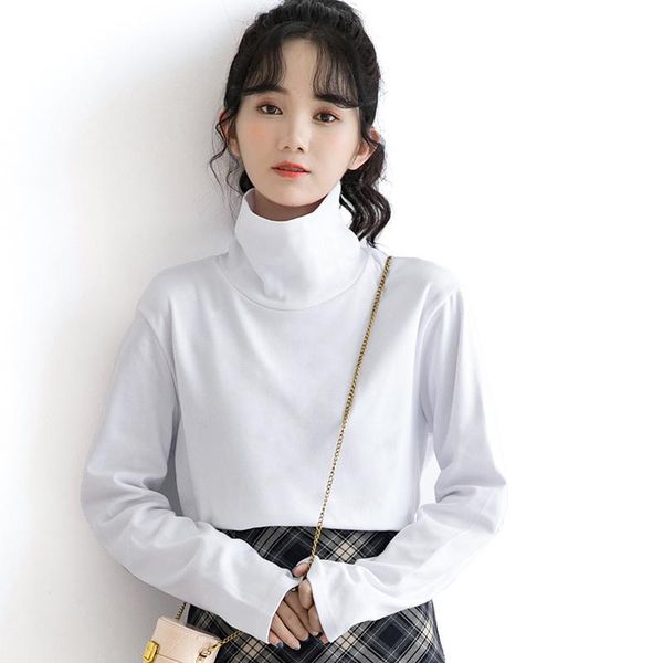 women's sweaters white turtleneck bottoming shirt loose all-match student cotton long-sleeved t-shirt inner wear 2021 winter style, White;black
women's sweaters white turtleneck bottoming shirt loose all-match student cotton long-sleeved t-shirt inner wear 2021 winter style, White;black